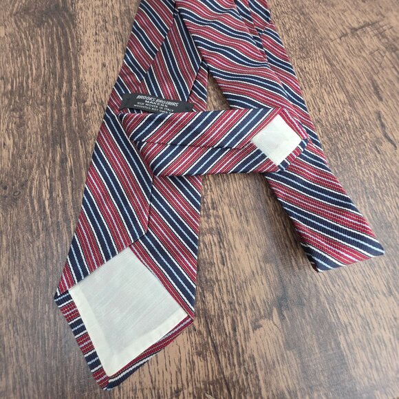 Brooks Brothers Makers Vintage Repp Silk Tie Red White Blue Striped Preppy Retro - Picture 7 of 8